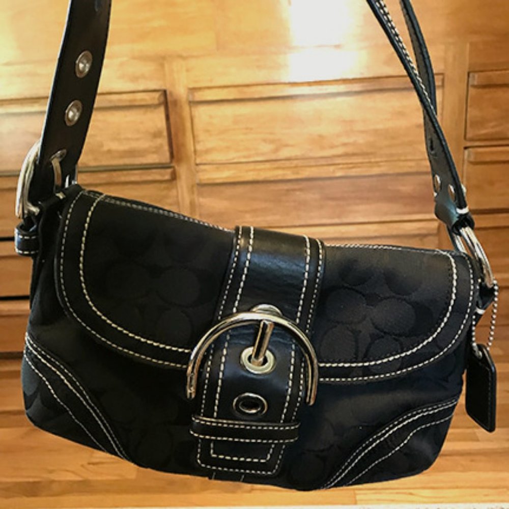 Genuine Coach Mini Signature Hobo Soho Baguette Bag
